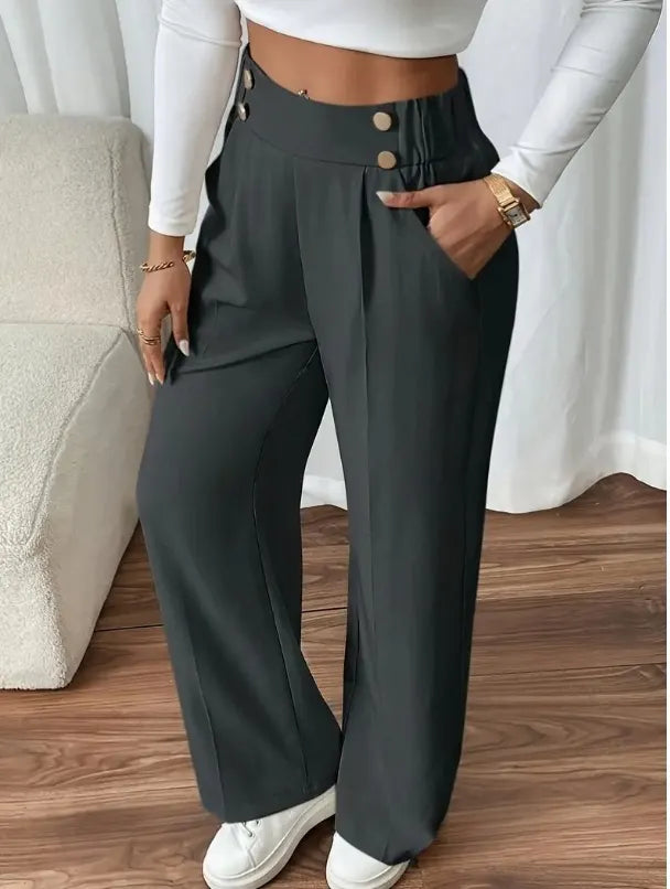 Ashlena - Hochtaillierte Wide-Leg-Hose mit Soft-Touch