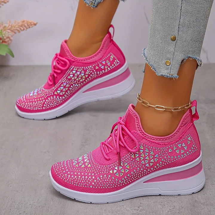 Lilia - Strassbesetzte Sneaker mit Keilabsatz