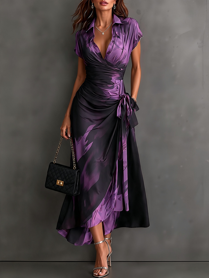 Kaia - Weiches Wickel-Hemdblusenkleid