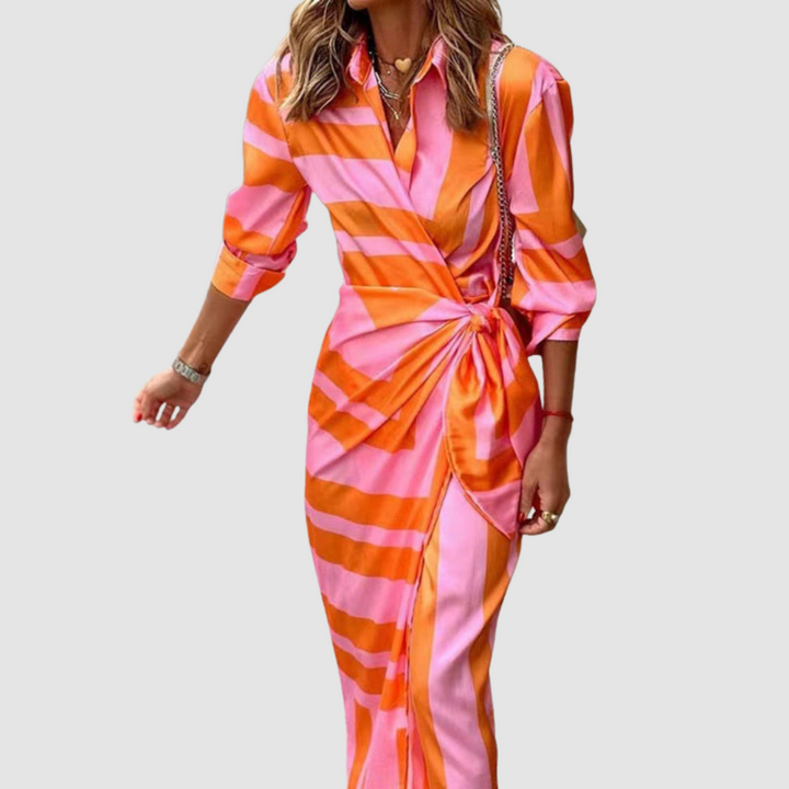 Celinor - Gestreiftes Soft-Touch-Midikleid
