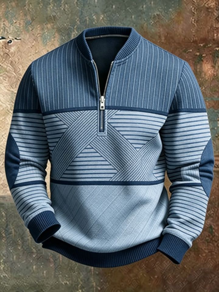 Anvar - Soft-Touch-Pullover mit Halbreißverschluss
