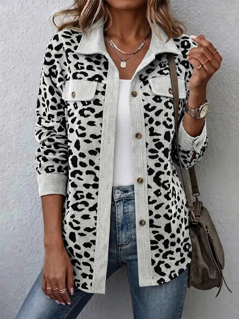 Miressia - Animal-Print-Cardigan mit Knopfleiste