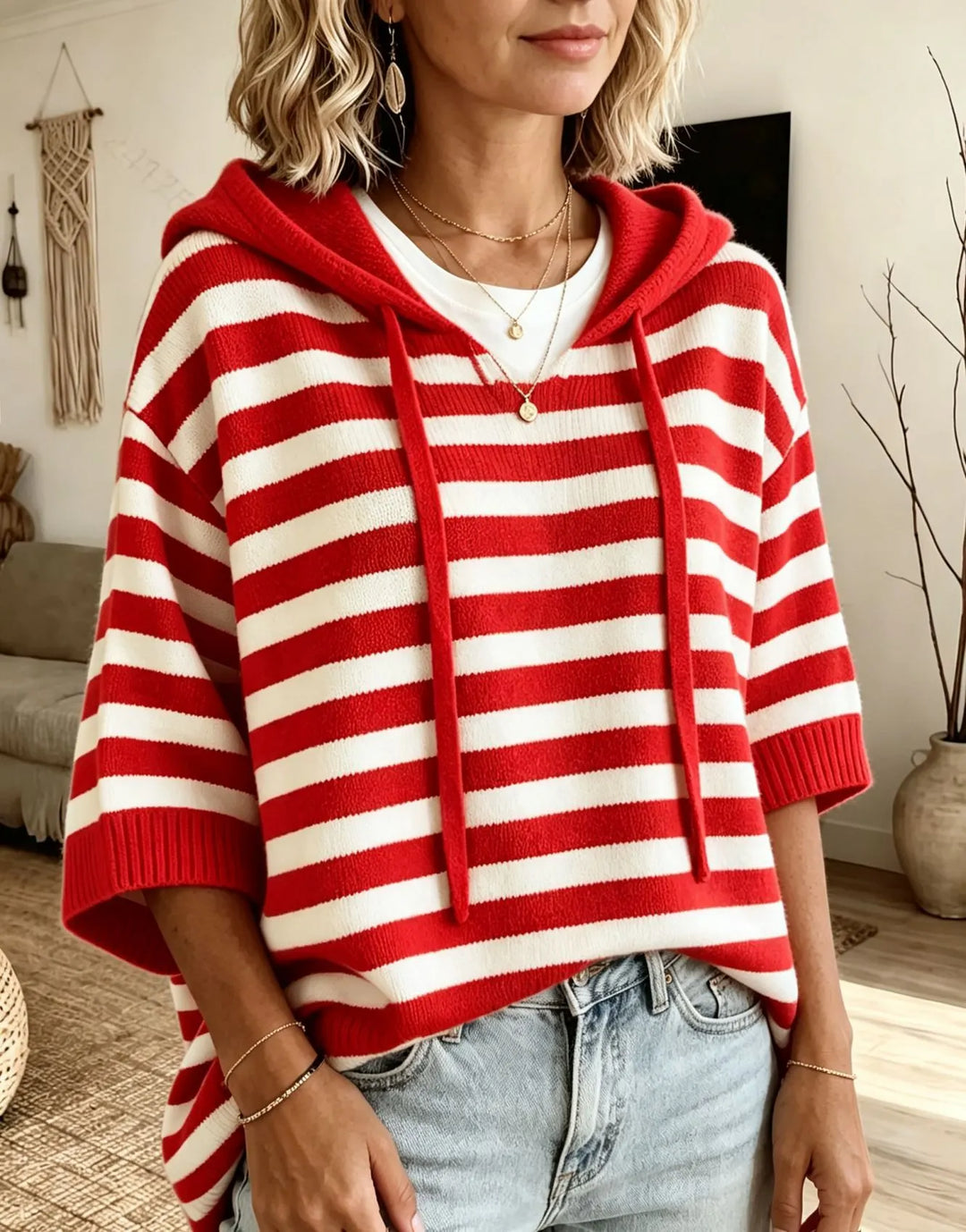 Leontine - Gestreifter Kapuzenpullover aus Strick