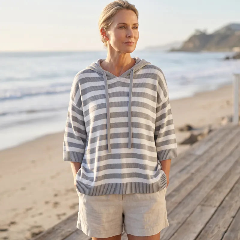 Leontine - Gestreifter Kapuzenpullover aus Strick