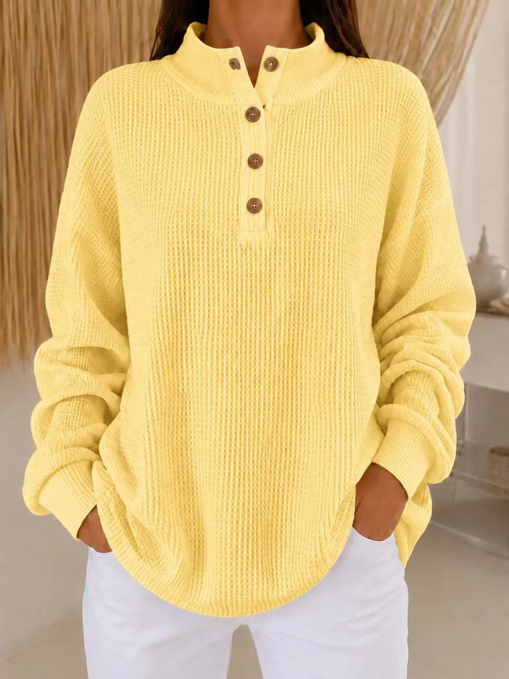 Belliora - Pullover mit Kragen und Knopfleiste aus strukturiertem Strick