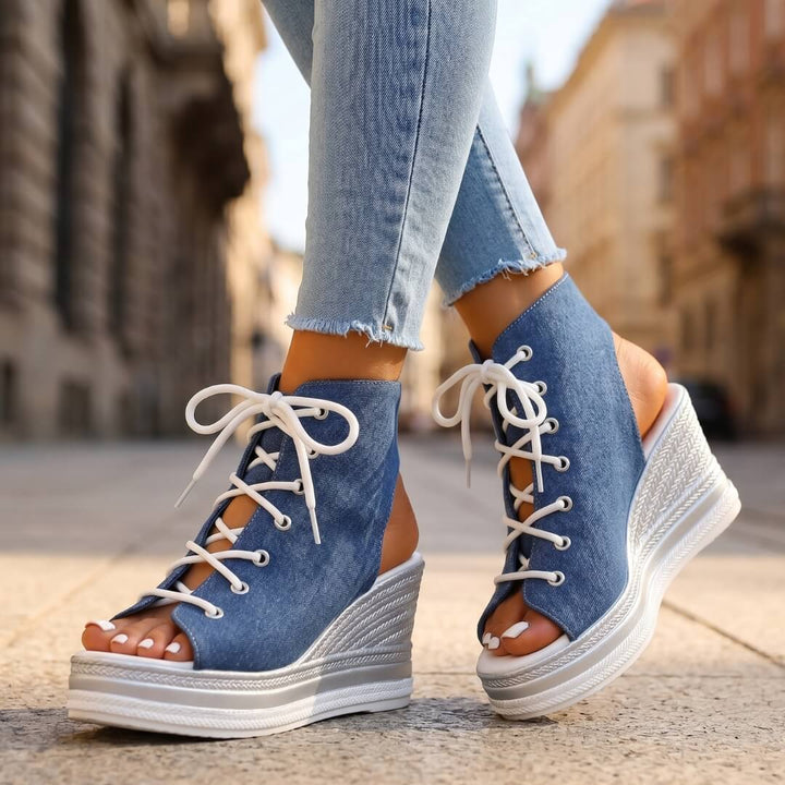 Layla - Hohe Keilsandalen zum Schnüren