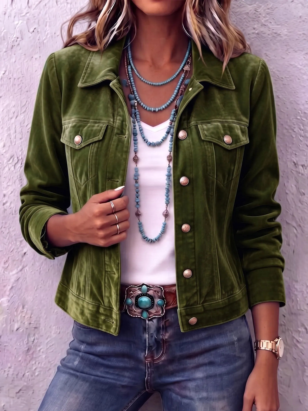 Amandria - Jacke in Vintage-Waschung mit Knopfleiste