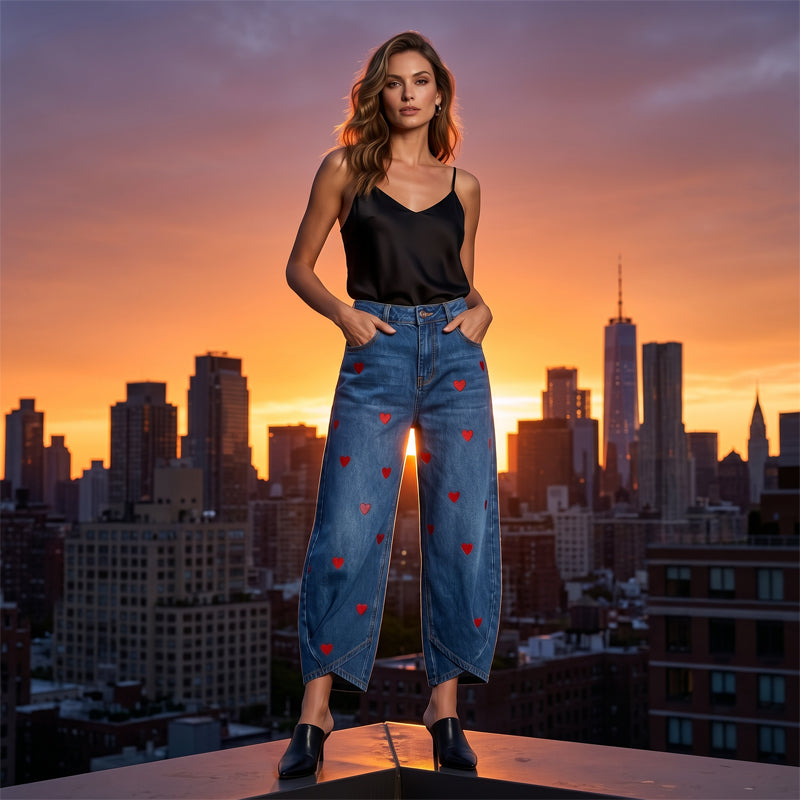 Arabella - Schlagjeans mit Herzmuster