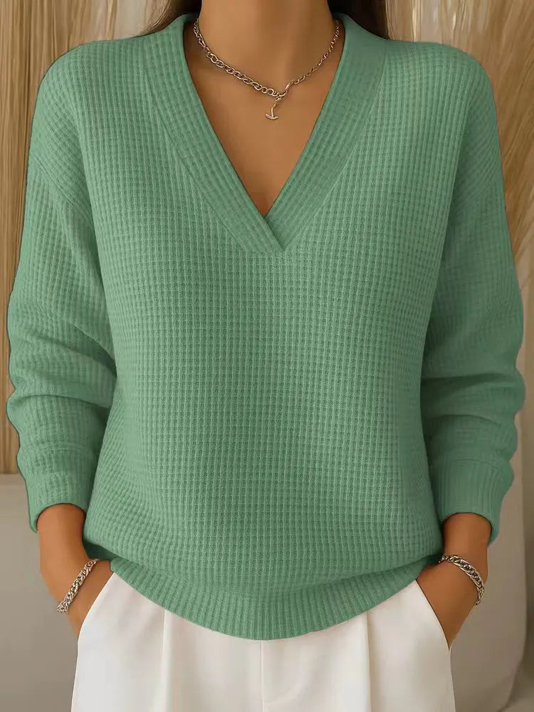 Alouina - Legerer Waffelstrickpullover