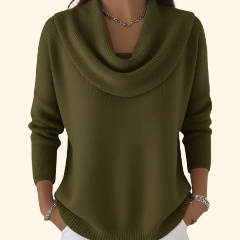 Mirelia - Drapierter Pullover mit Wasserfallkragen