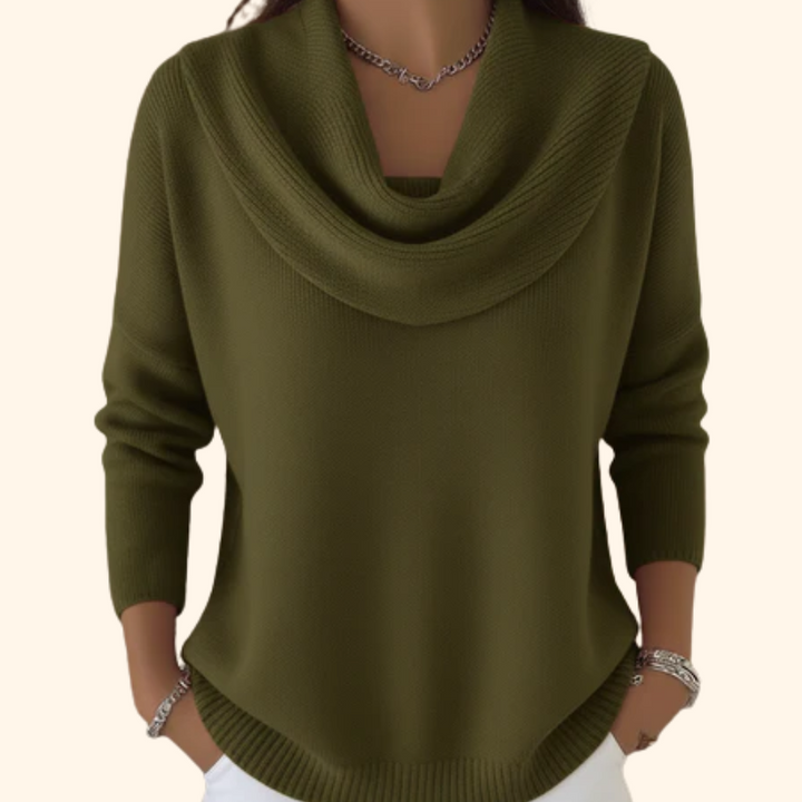 Mirelia - Drapierter Pullover mit Wasserfallkragen