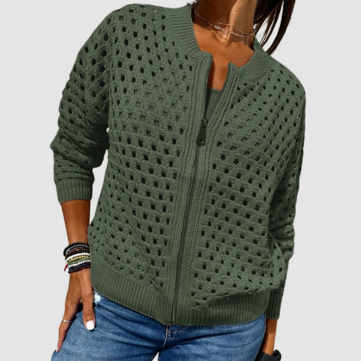 Kaelina - Weiche Strickjacke mit Reißverschluss