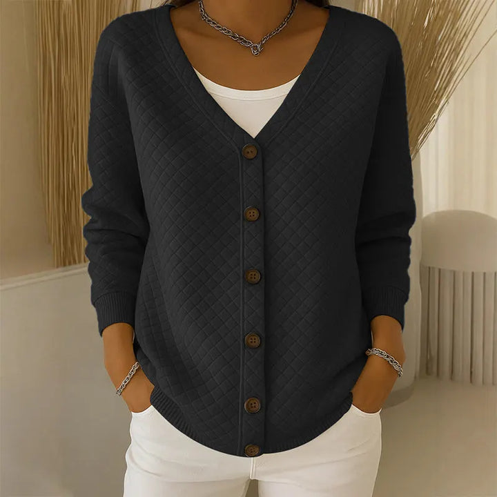 Delavie - Gesteppter Strick-Cardigan mit Knopfleiste