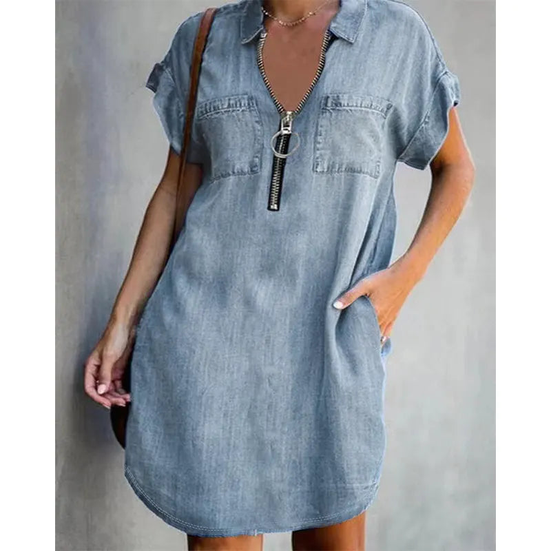 Genevalle - Legeres Chambray-Kleid mit Taschen