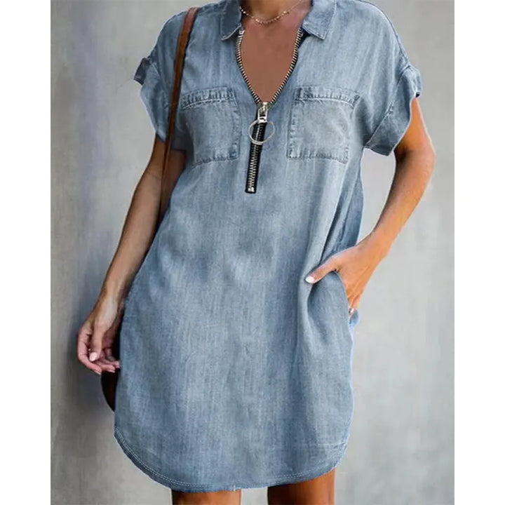 Genevalle - Legeres Chambray-Kleid mit Taschen