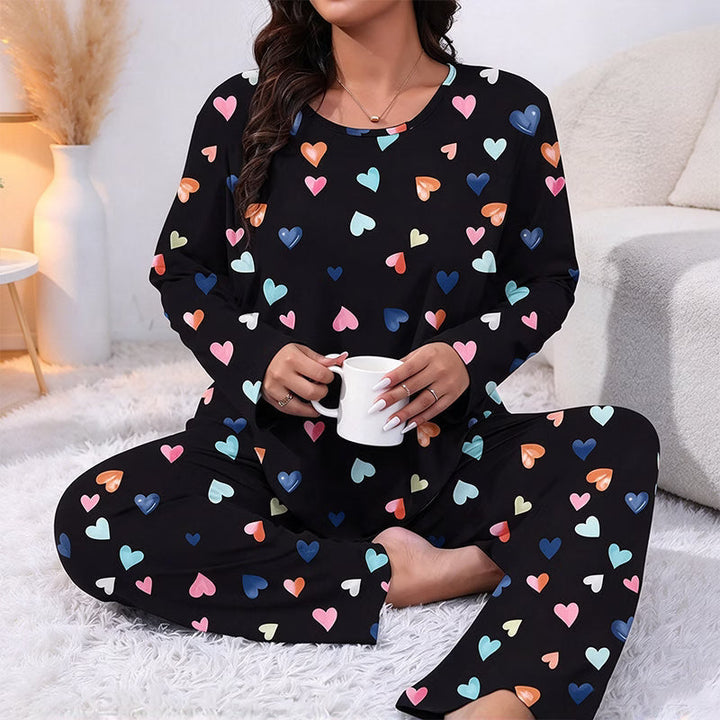 Bina - Softtouch-Langarm-Pyjama-Set mit Herz-Print
