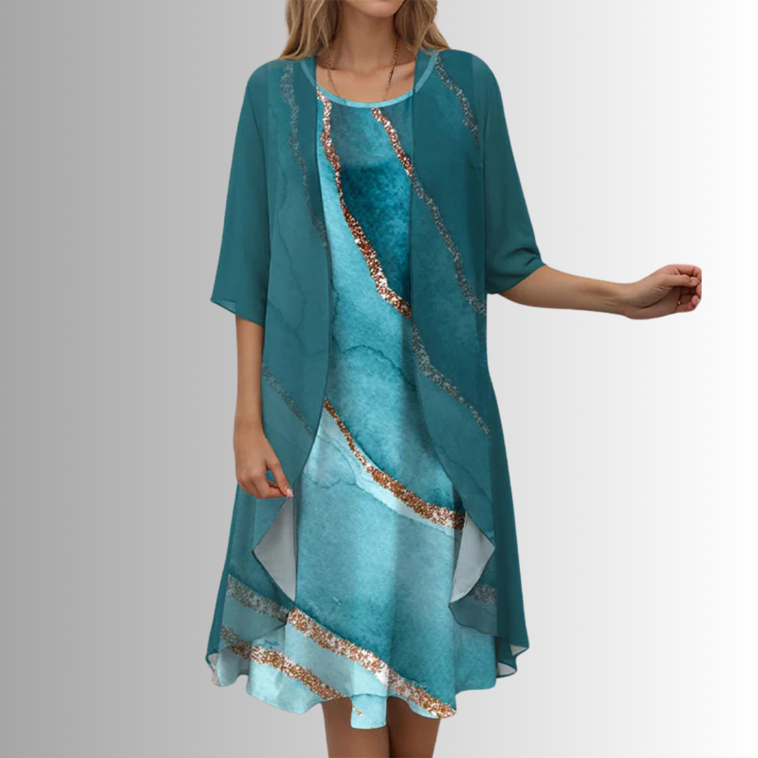 Delavelle - Elegantes mehrlagiges Midikleid-Set