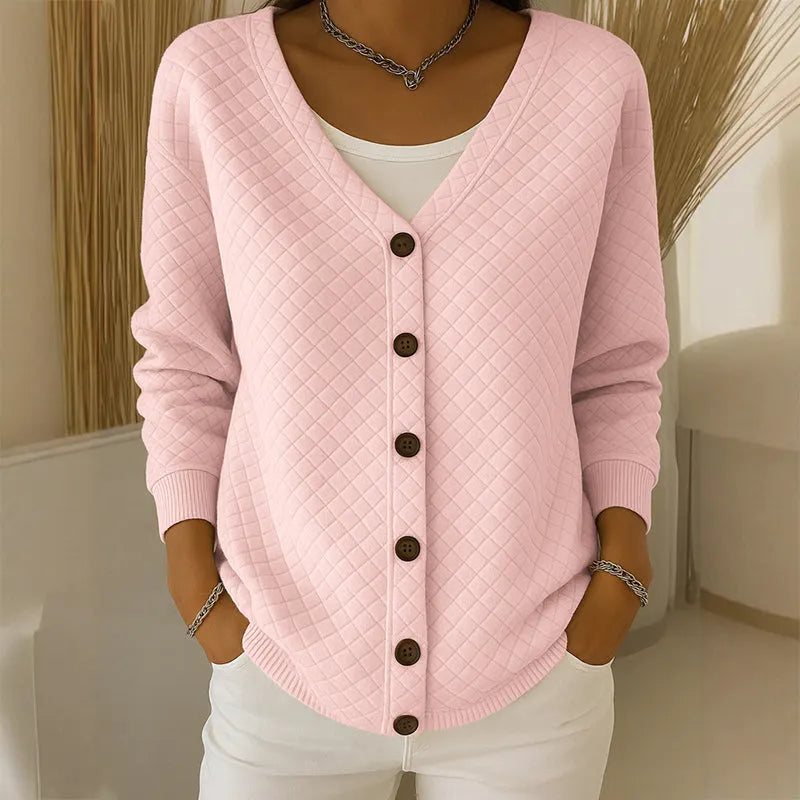 Delavie - Gesteppter Strick-Cardigan mit Knopfleiste