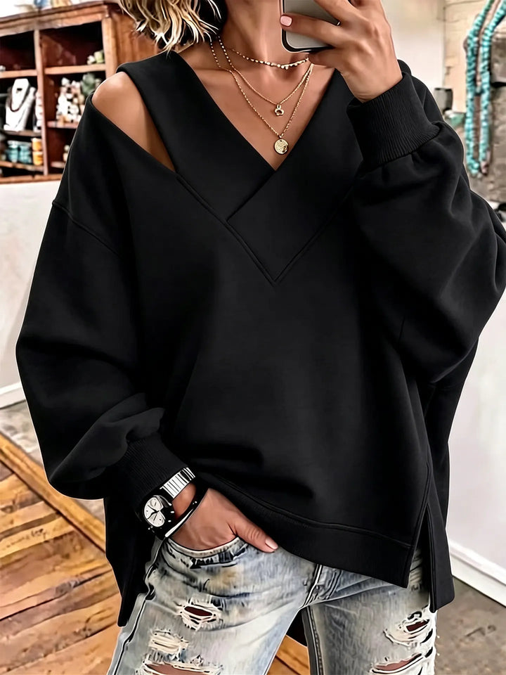 Aurelia - Soft-Touch-Sweatshirt mit V-Ausschnitt