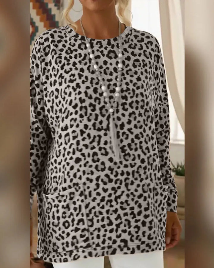 Calivelle - Soft-Touch Langarmshirt mit Leopard-Print
