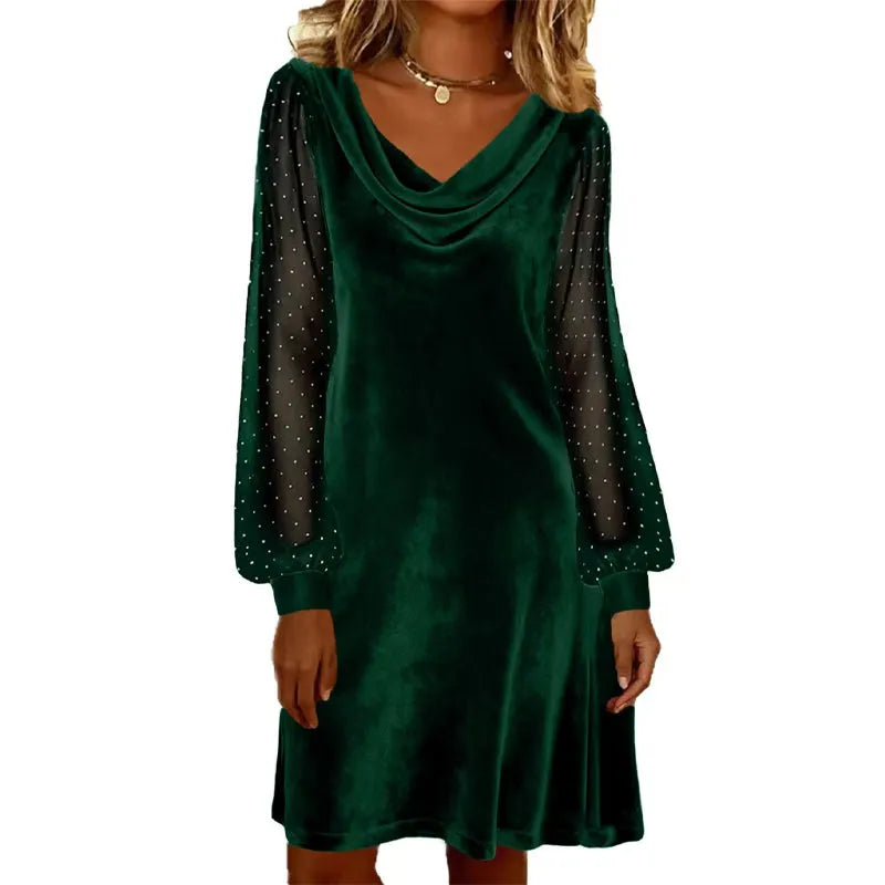 Verelia - Minikleid aus Samt mit Wasserfallausschnitt