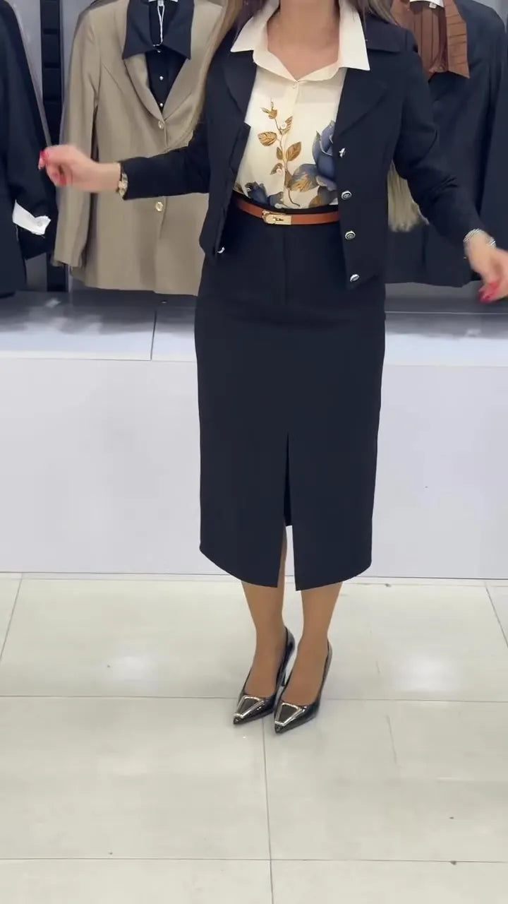 Xavina - Tailliertes Blazer-Rock-Kostüm
