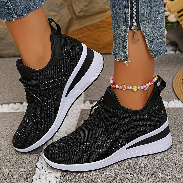 Lilia - Strassbesetzte Sneaker mit Keilabsatz