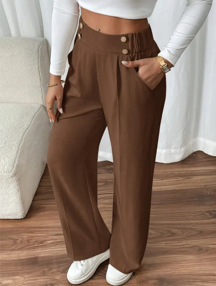 Ashlena - Hochtaillierte Wide-Leg-Hose mit Soft-Touch