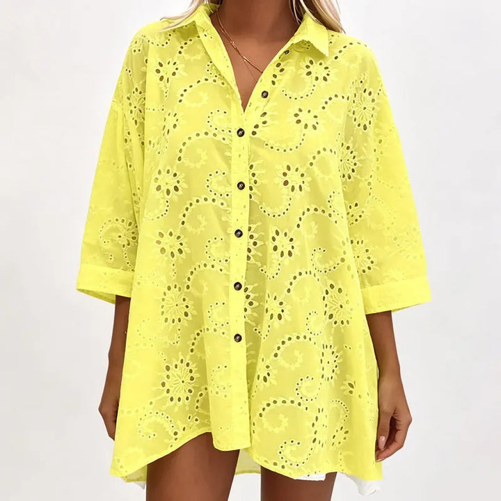 Amarielle - Luftiges besticktes Kleid mit Knopfleiste