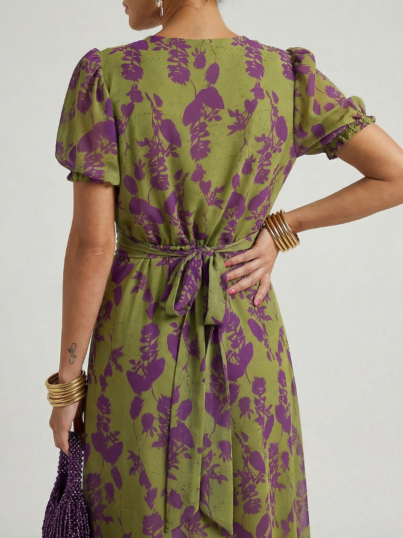 Odetta - Weiches florales Wickel-Midikleid