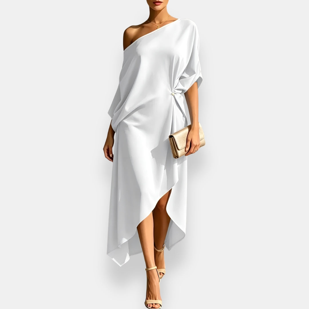 Edwina - fließendes asymmetrisches Abendkleid