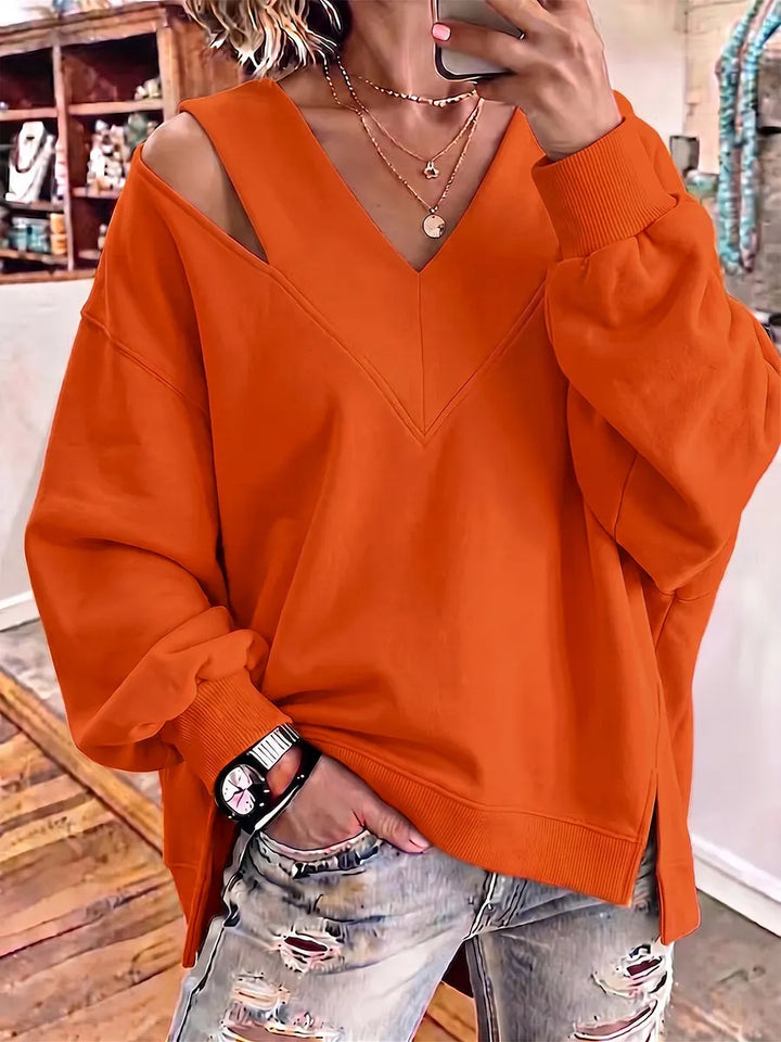 Aurelia - Soft-Touch-Sweatshirt mit V-Ausschnitt
