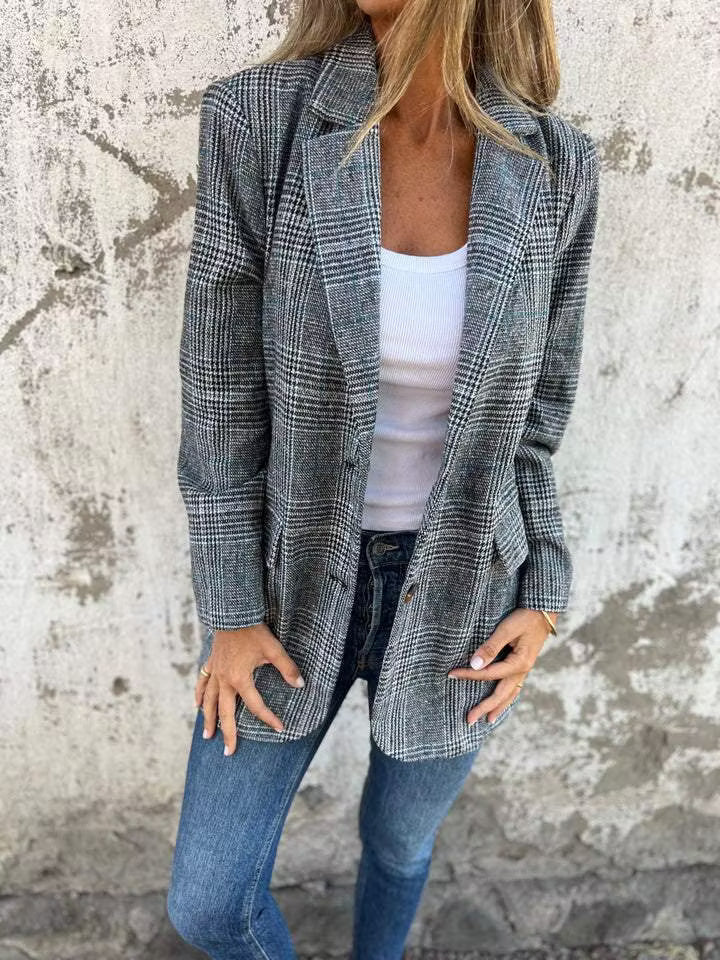 Eira - Taillierter Karo-Longblazer