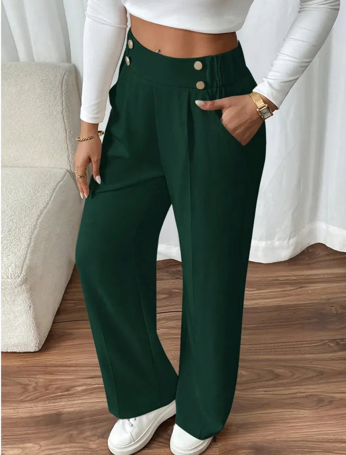 Ashlena - Hochtaillierte Wide-Leg-Hose mit Soft-Touch