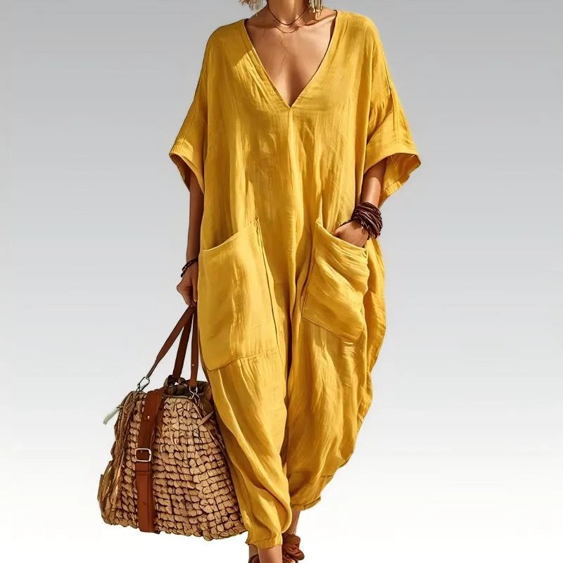 Evelisse - Lässiger Jumpsuit mit Fledermausärmeln und Taschen