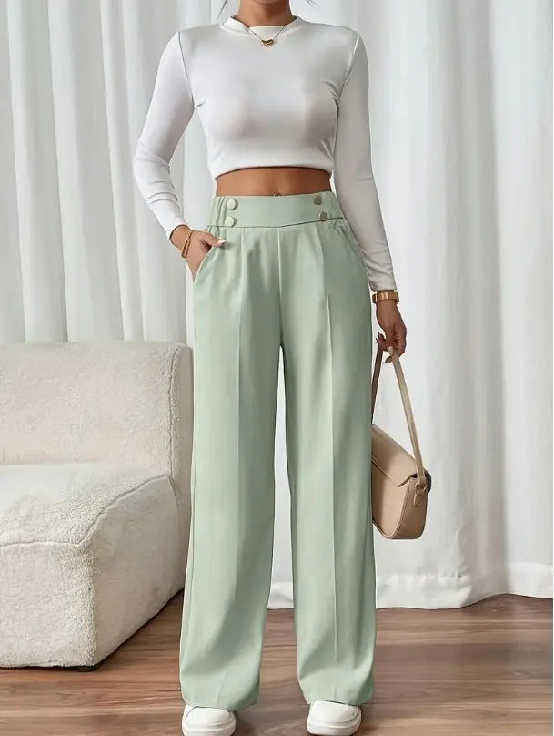 Ashlena - Hochtaillierte Wide-Leg-Hose mit Soft-Touch