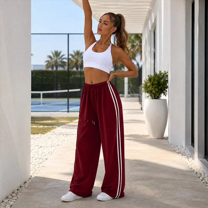 Adorielle - Sportliche gestreifte Wide-Leg-Hose