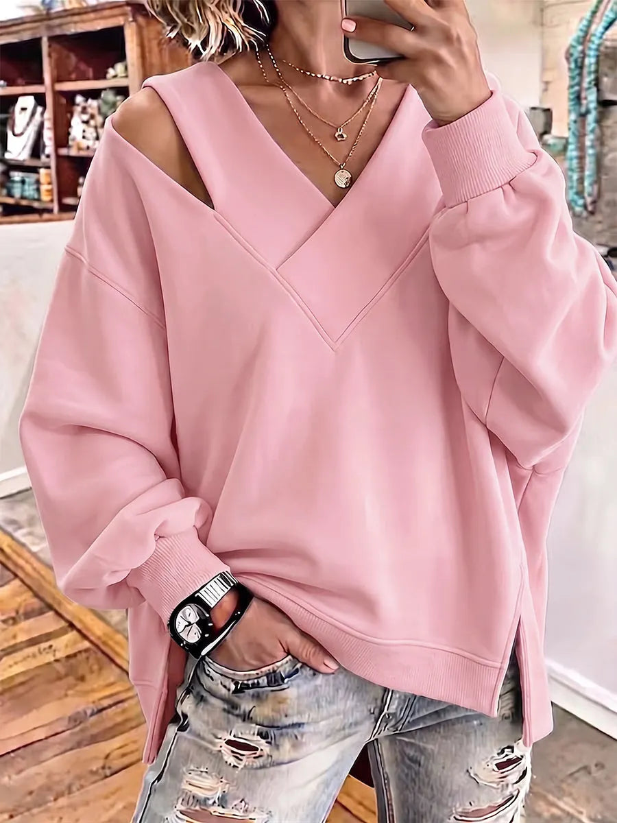 Aurelia - Soft-Touch-Sweatshirt mit V-Ausschnitt