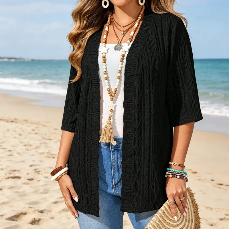 Delienne - Soft-Touch Ajour-Strickjacke