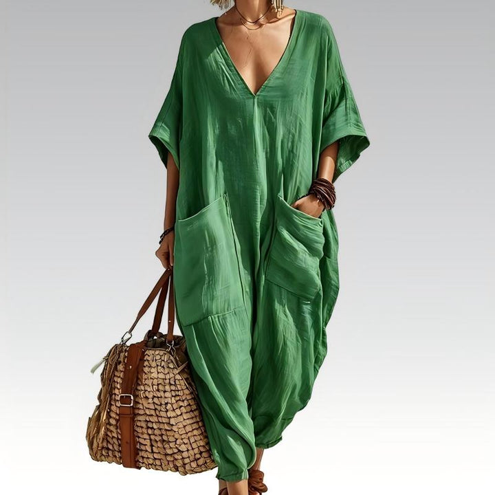 Evelisse - Lässiger Jumpsuit mit Fledermausärmeln und Taschen