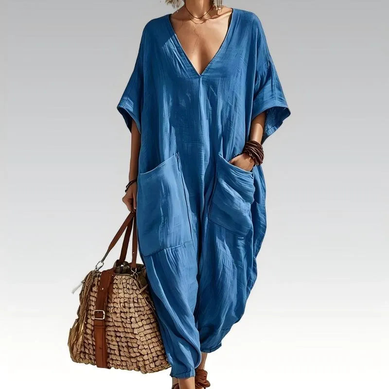 Evelisse - Lässiger Jumpsuit mit Fledermausärmeln und Taschen