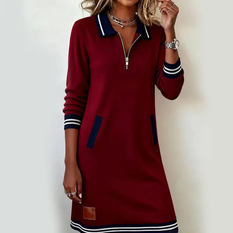 Caelyn - Softtouch-Polo-Kleid mit Viertelreißverschluss