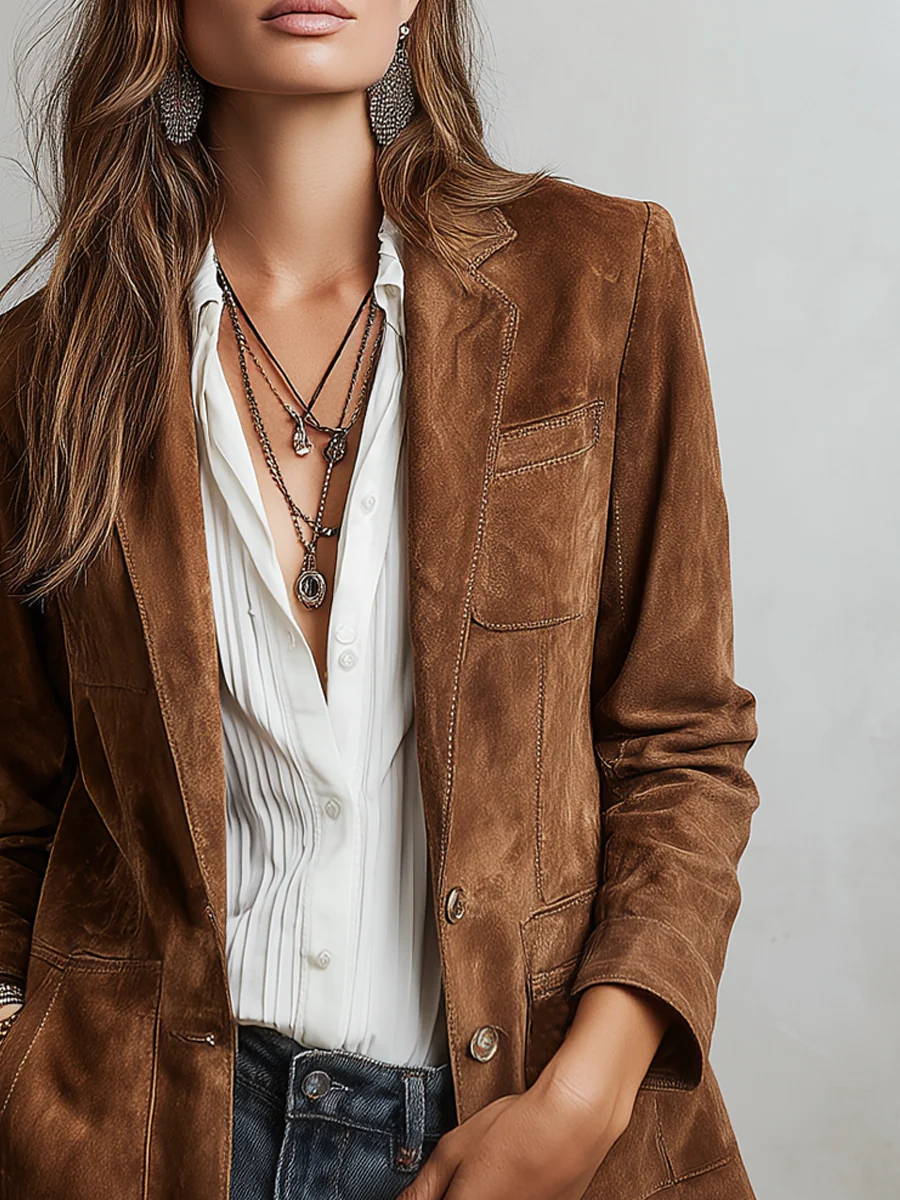 Mirevalle - Maßgeschneiderter Wildleder-Blazer im Vintage-Stil