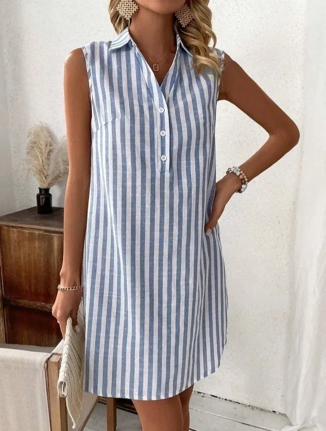 Anora - Gestreiftes Hemdkleid in Soft-Touch-Qualität