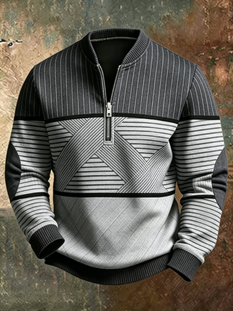 Anvar - Soft-Touch-Pullover mit Halbreißverschluss