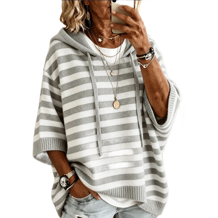 Leontine - Gestreifter Kapuzenpullover aus Strick