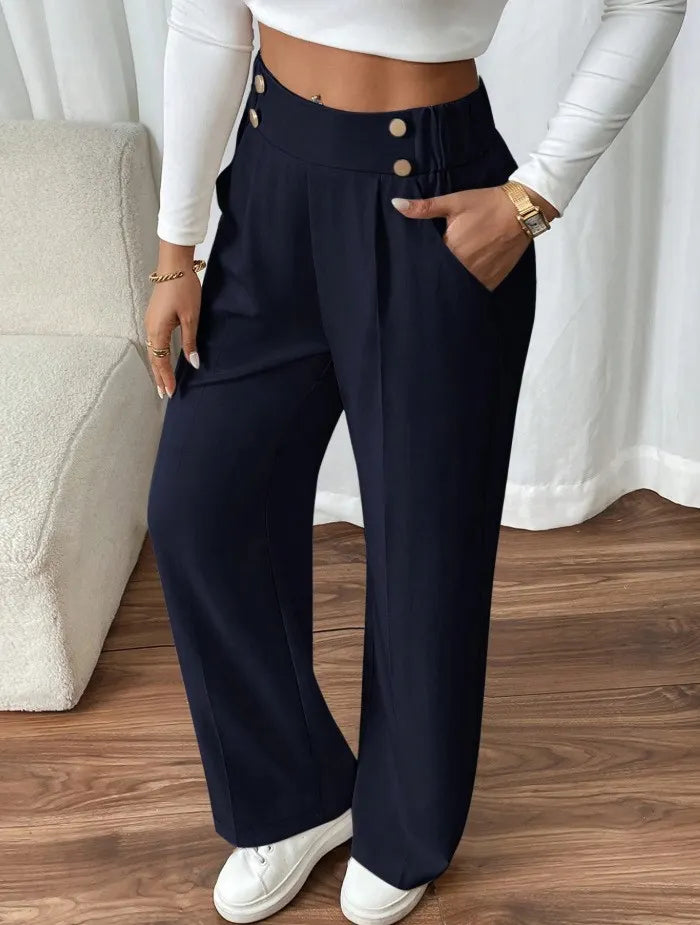 Ashlena - Hochtaillierte Wide-Leg-Hose mit Soft-Touch