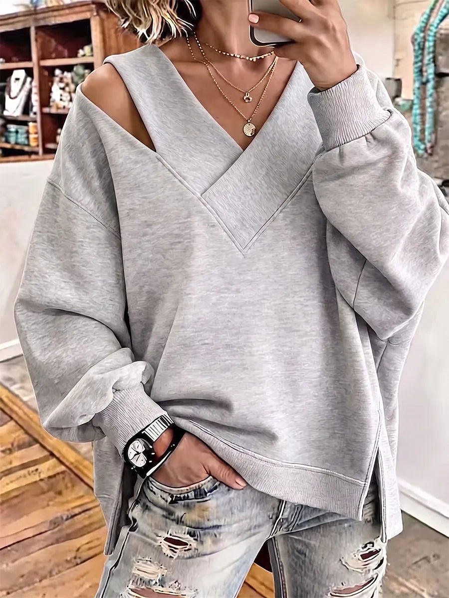 Aurelia - Soft-Touch-Sweatshirt mit V-Ausschnitt