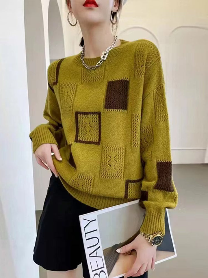 Adorelle - Kunstvoller Patchwork-Strickpullover