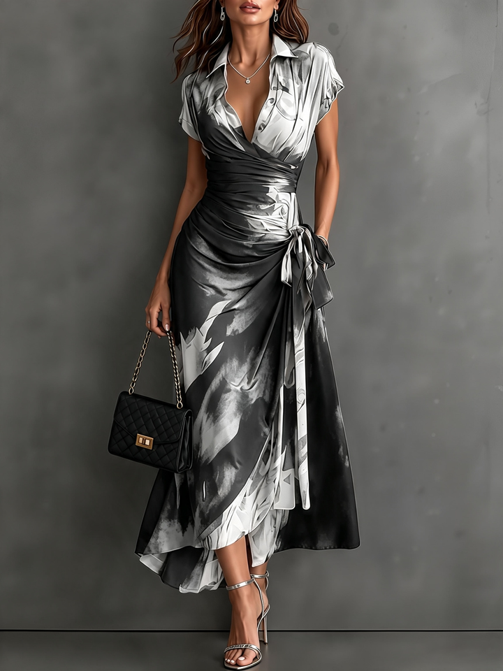 Kaia - Weiches Wickel-Hemdblusenkleid